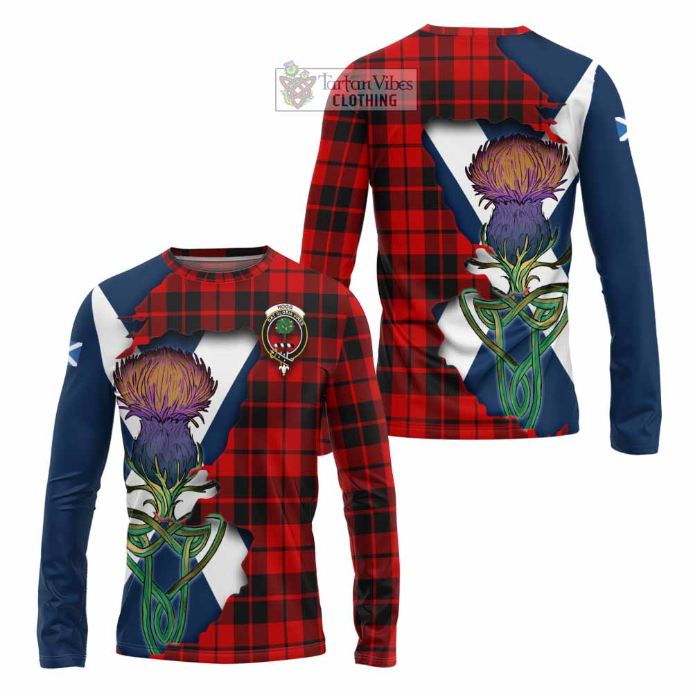 Tartan Vibes Clothing Hogg (Hog) Tartan Family Crest Long Sleeve T-Shirt Scottish Thistle Celtic Inspired