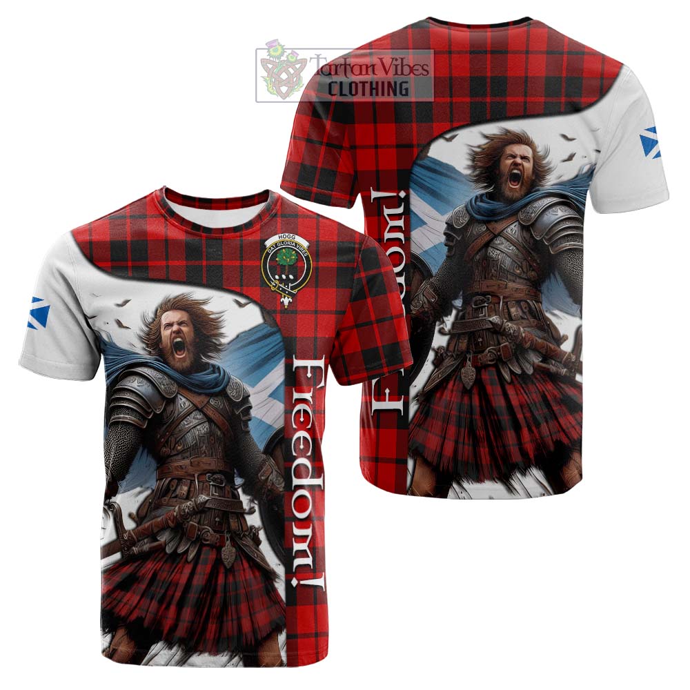 Tartan Vibes Clothing Hogg (Hog) Crest Tartan Cotton T-shirt Inspired by the Freedom of Scottish Warrior