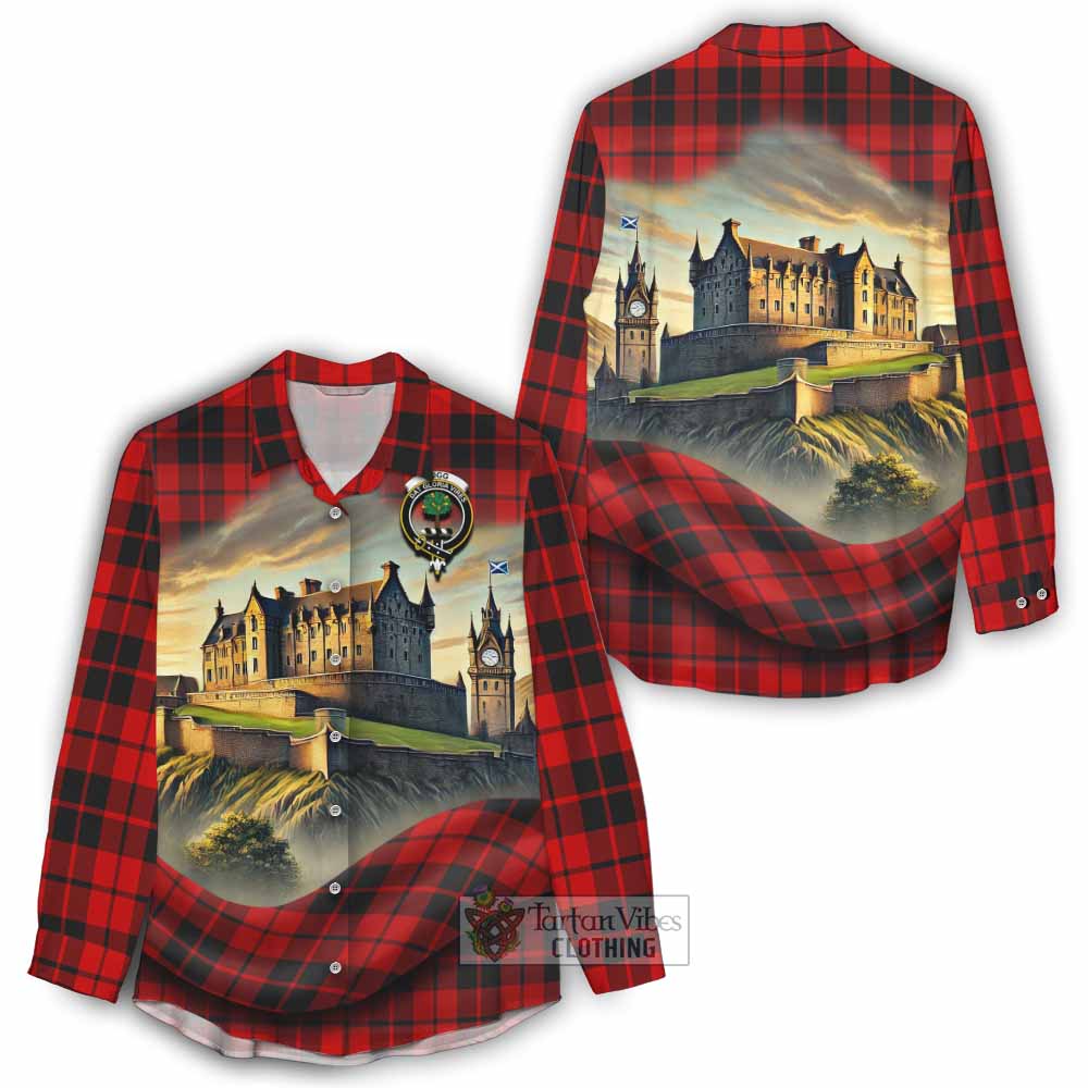 Tartan Vibes Clothing Hogg (Hog) Tartan Family Crest Women's Casual Shirt with Scottish Ancient Castle Style