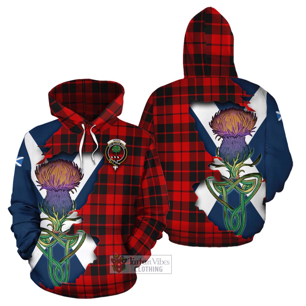 Tartan Vibes Clothing Hogg (Hog) Tartan Family Crest Cotton Hoodie Scottish Thistle Celtic Inspired