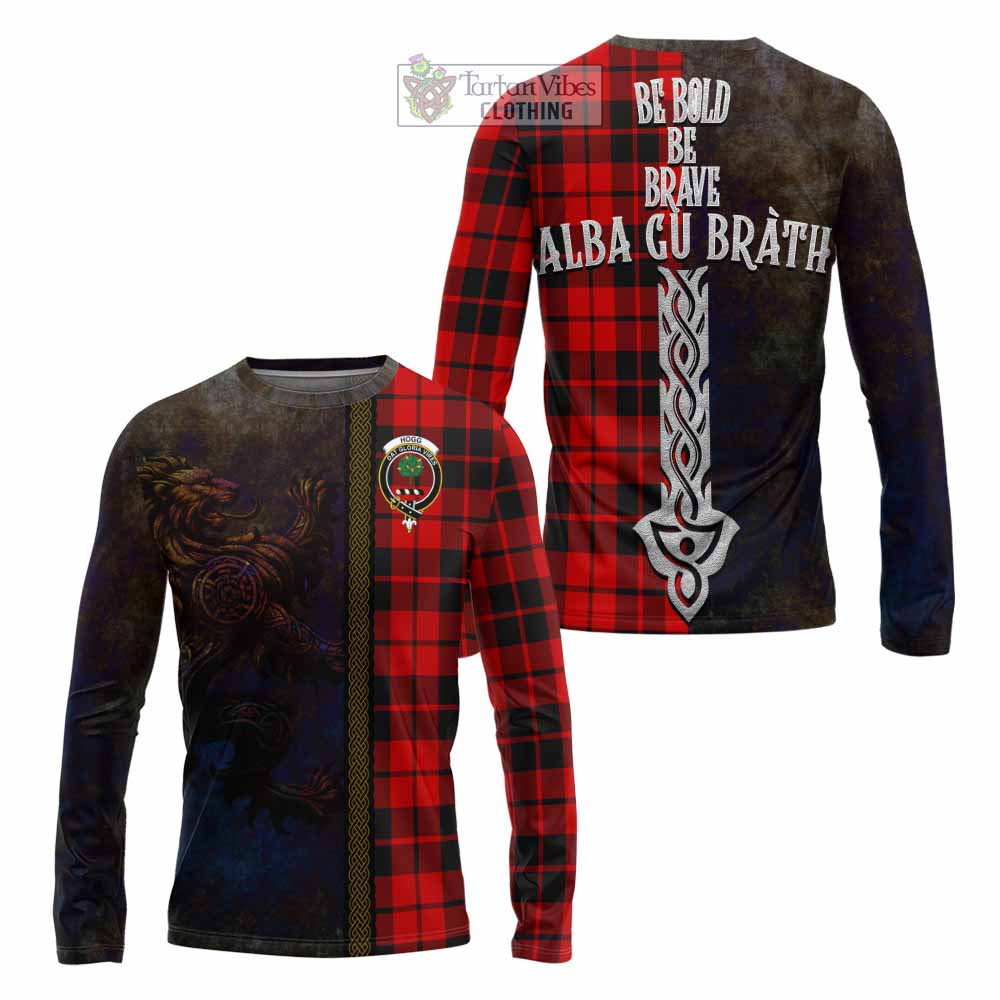 Tartan Vibes Clothing Hogg (Hog) Tartan Family Crest Long Sleeve T-Shirt Alba Gu Brath Be Brave Lion Ancient Style