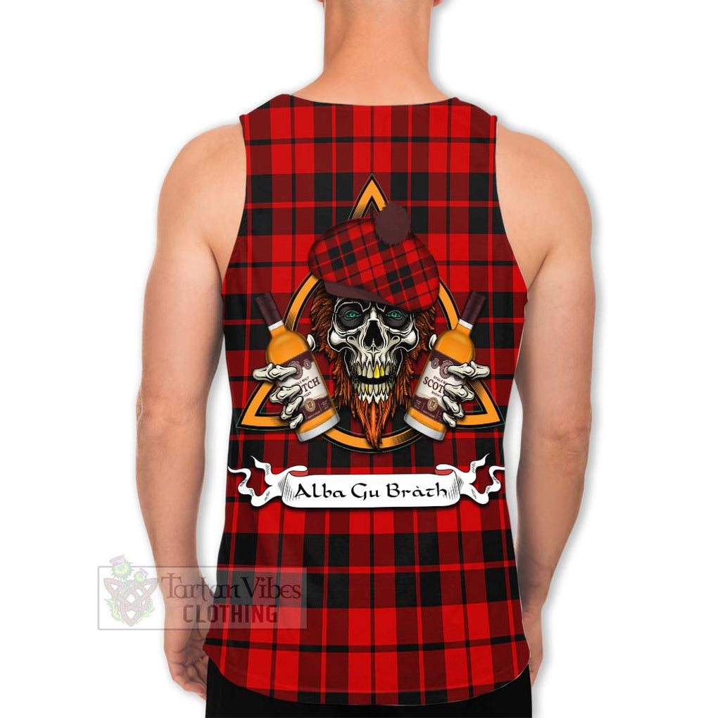 Tartan Vibes Clothing Hogg (Hog) Tartan Men's Tank Top with Family Crest and Bearded Skull Holding Bottles of Whiskey