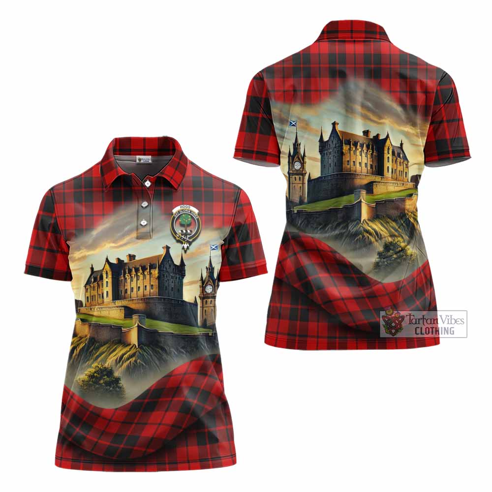 Tartan Vibes Clothing Hogg (Hog) Tartan Family Crest Women's Polo Shirt with Scottish Ancient Castle Stype
