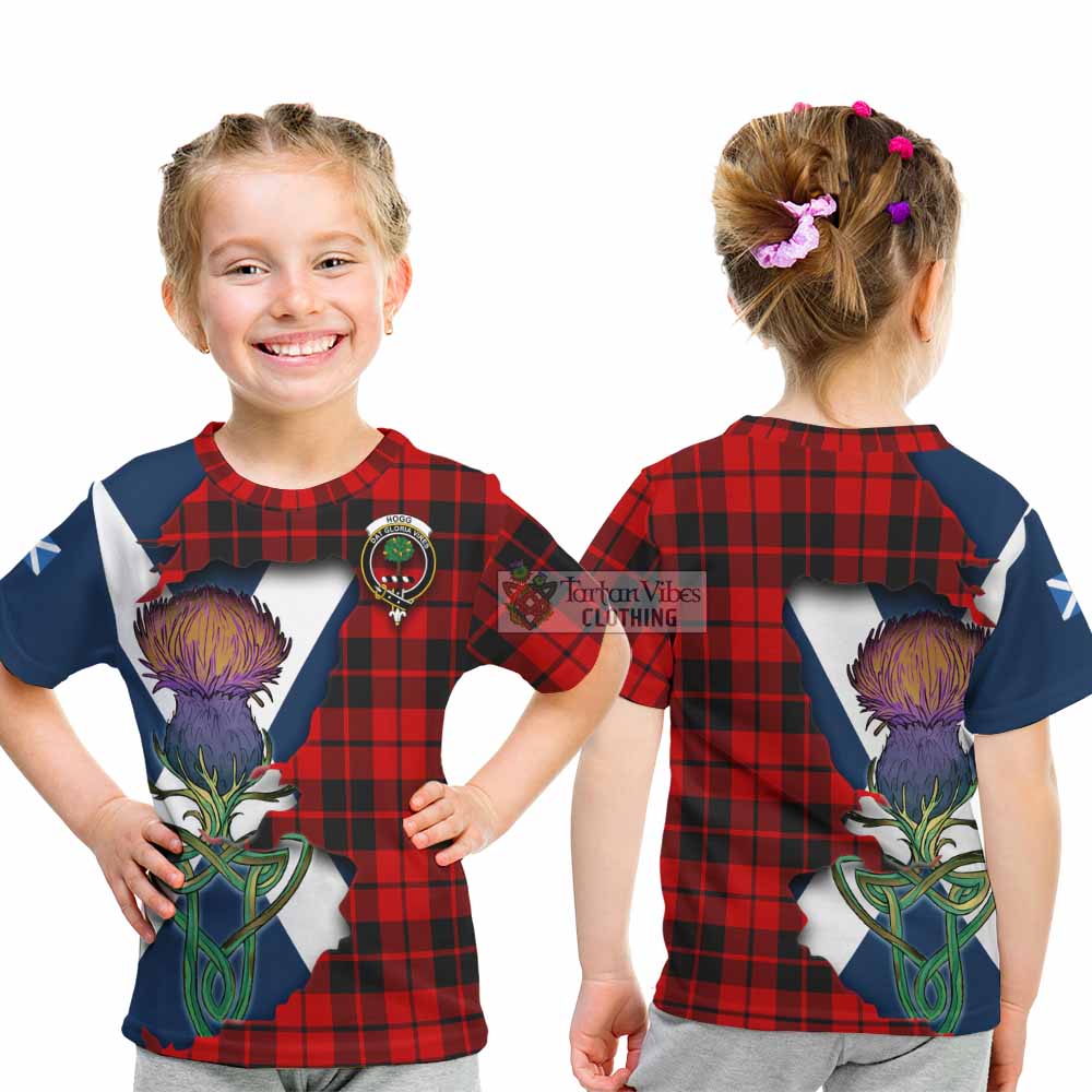 Tartan Vibes Clothing Hogg (Hog) Tartan Family Crest Kid T-Shirt Scottish Thistle Celtic Inspired