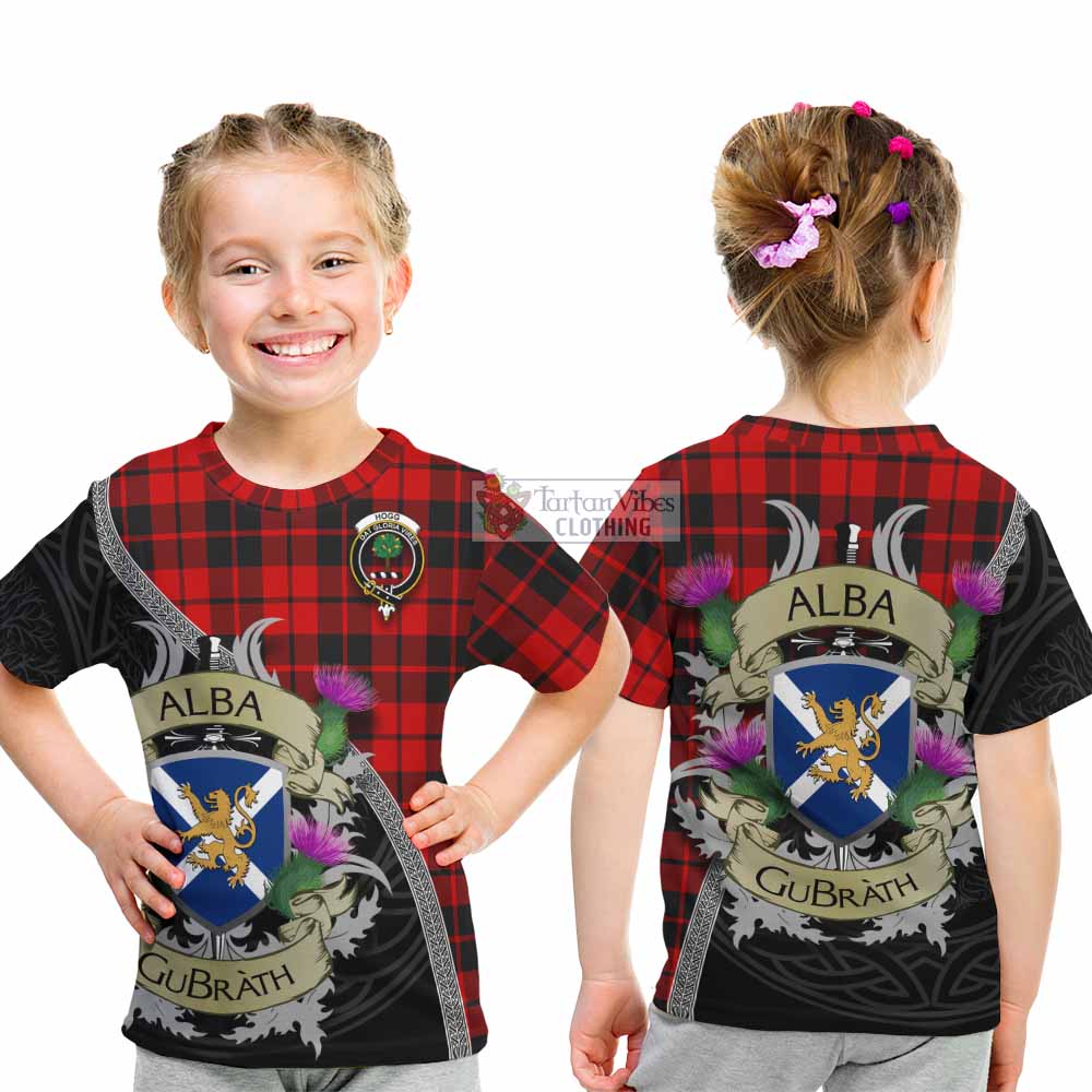 Tartan Vibes Clothing Hogg (Hog) Tartan Family Crest Kid T-Shirt Lion Rampant Royal Thistle Shield Celtic Inspired