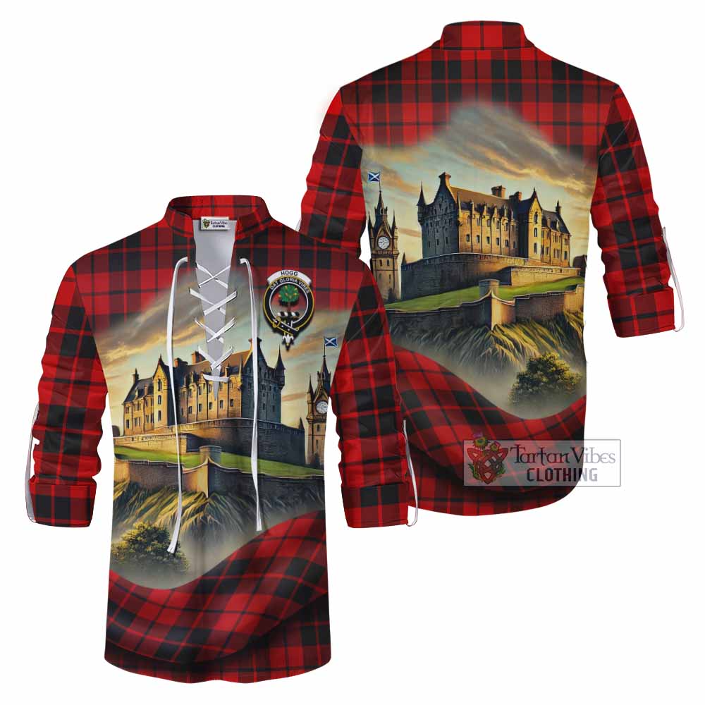 Tartan Vibes Clothing Hogg (Hog) Tartan Family Crest Ghillie Kilt Shirt with Scottish Ancient Castle Style