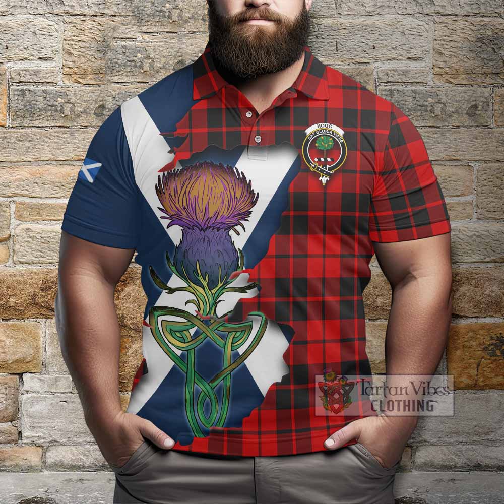 Tartan Vibes Clothing Hogg (Hog) Tartan Family Crest Polo Shirt Scottish Thistle Celtic Inspired