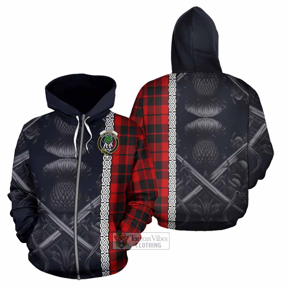 Tartan Vibes Clothing Hogg (Hog) Tartan Hoodie with Family Crest Cross Sword Thistle Celtic Vibes