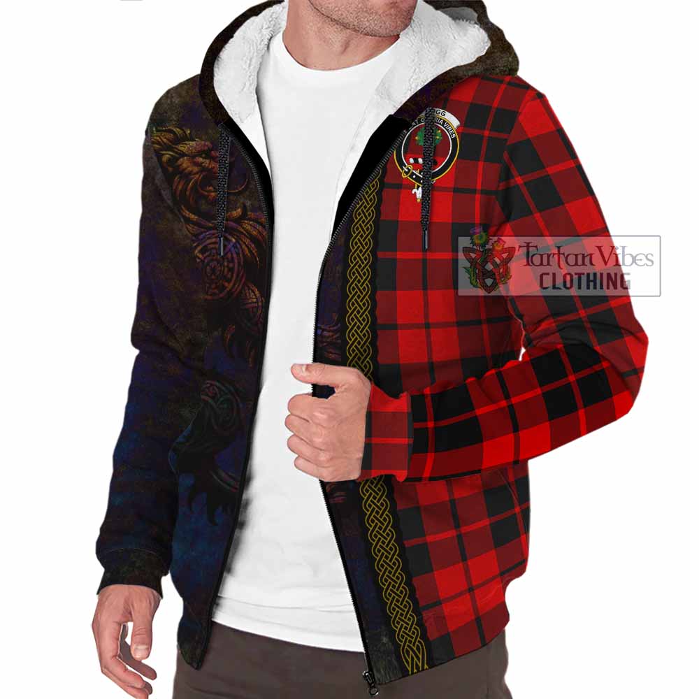 Tartan Vibes Clothing Hogg (Hog) Tartan Family Crest Sherpa Hoodie Alba Gu Brath Be Brave Lion Ancient Style