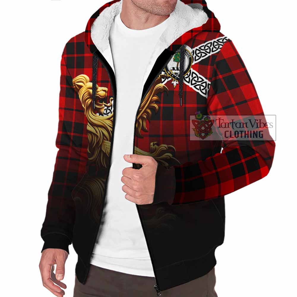 Tartan Vibes Clothing Hogg (Hog) Crest Tartan Sherpa Hoodie with Golden Lion Emblem Celtic Style