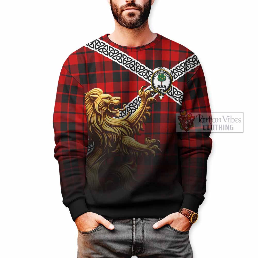 Tartan Vibes Clothing Hogg (Hog) Crest Tartan Sweatshirt with Golden Lion Emblem Celtic Style