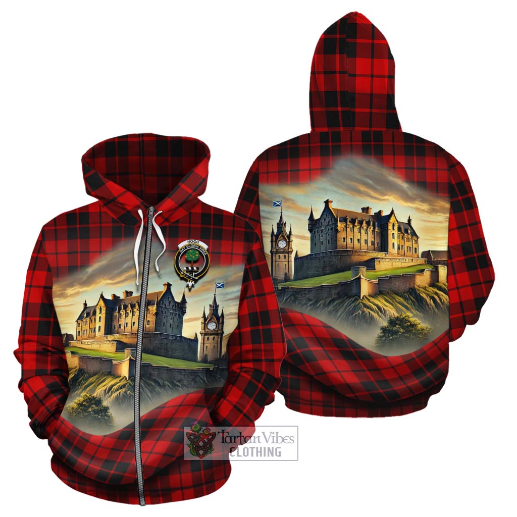 Tartan Vibes Clothing Hogg (Hog) Tartan Family Crest Cotton Hoodie with Scottish Ancient Castle Style