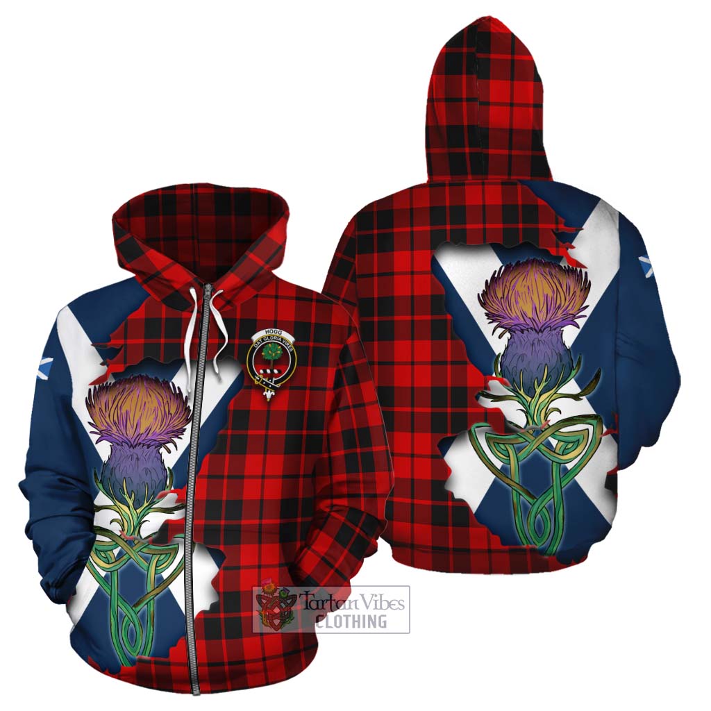 Tartan Vibes Clothing Hogg (Hog) Tartan Family Crest Cotton Hoodie Scottish Thistle Celtic Inspired