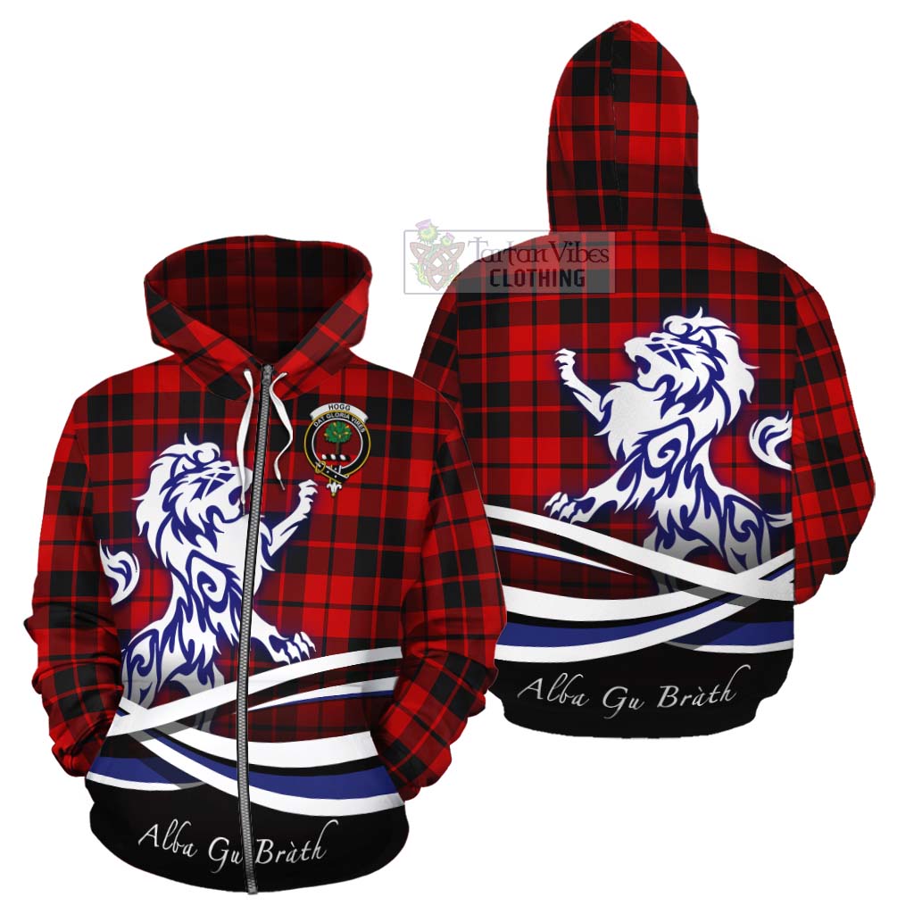 Tartan Vibes Clothing Hogg (Hog) Tartan Cotton Hoodie with Alba Gu Brath Regal Lion Emblem