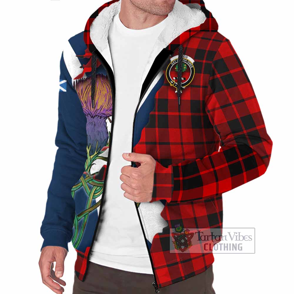 Tartan Vibes Clothing Hogg (Hog) Tartan Family Crest Sherpa Hoodie Scottish Thistle Celtic Inspired