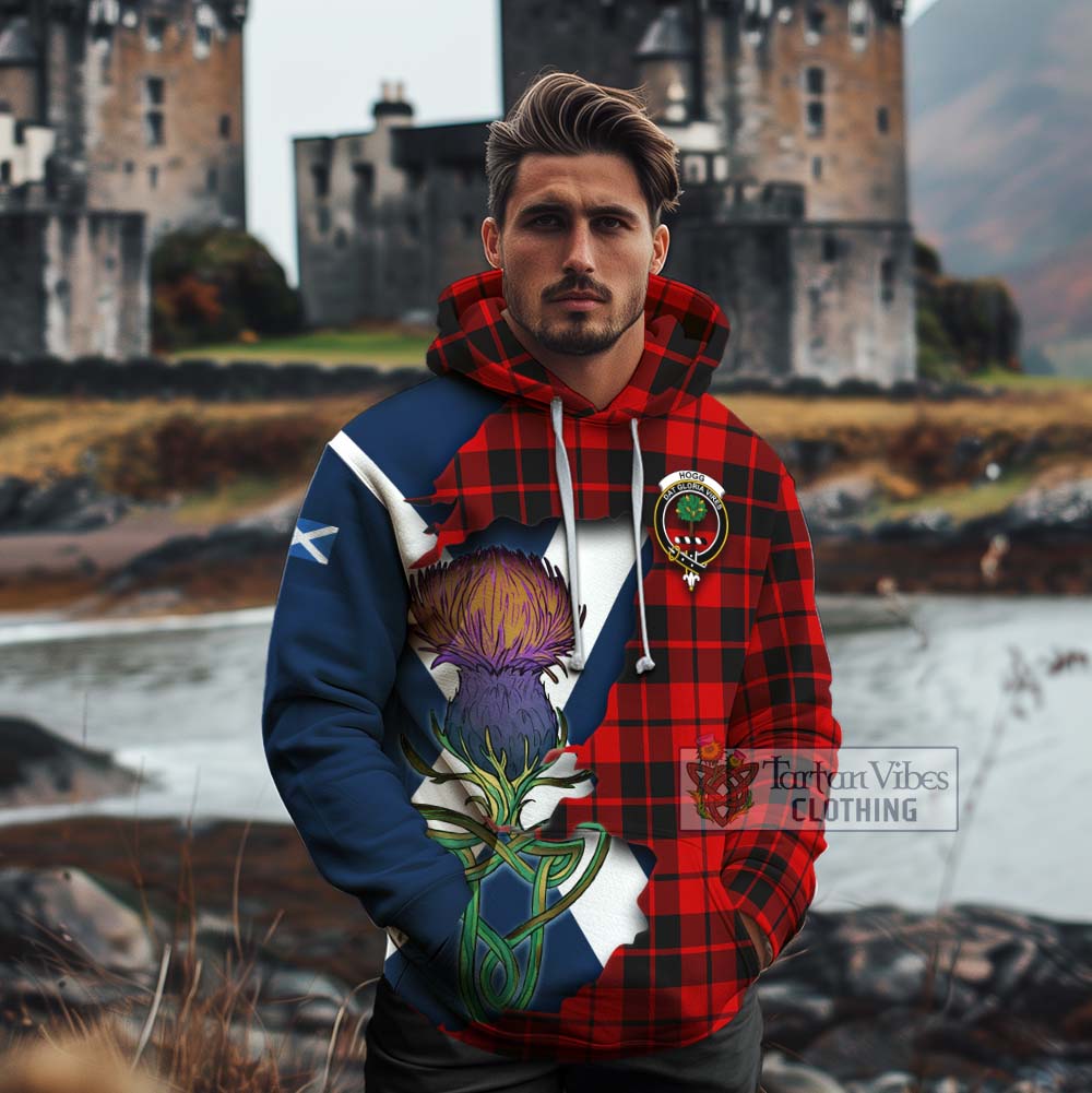 Tartan Vibes Clothing Hogg (Hog) Tartan Family Crest Cotton Hoodie Scottish Thistle Celtic Inspired