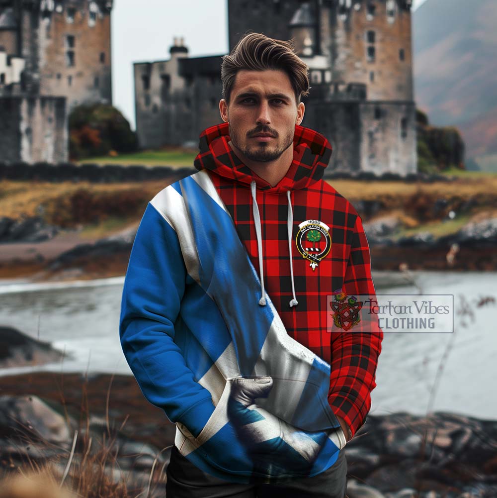 Tartan Vibes Clothing Hogg (Hog) Tartan Cotton Hoodie with Family Crest Scotland Patriotic Style