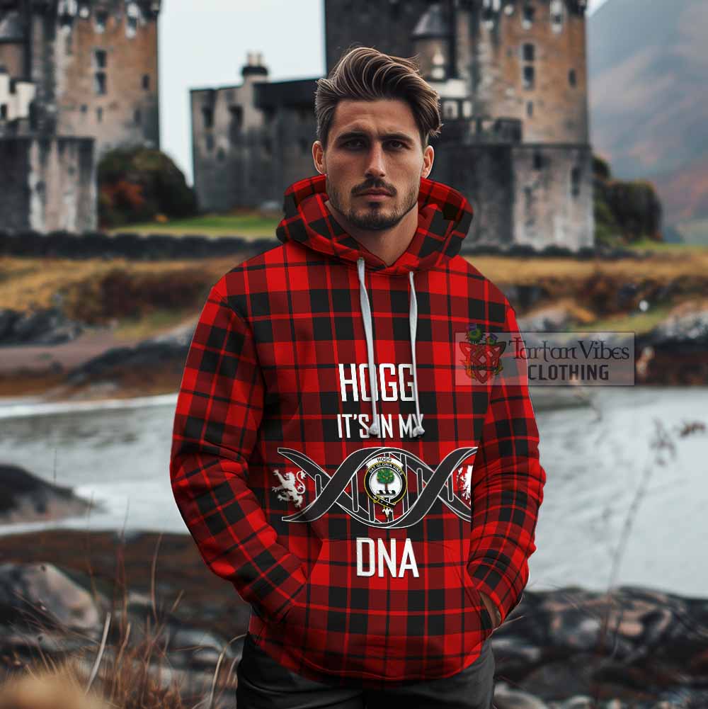 Tartan Vibes Clothing Hogg (Hog) Tartan Cotton Hoodie with Family Crest DNA In Me Style