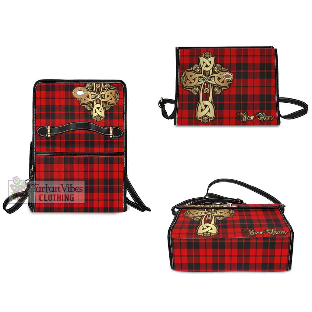 Tartan Vibes Clothing Hogg (Hog) Tartan Waterproof Canvas Bag Golden Thistle Celtic Cross Style