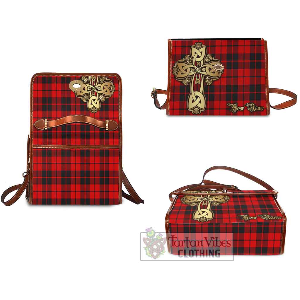 Tartan Vibes Clothing Hogg (Hog) Tartan Waterproof Canvas Bag Golden Thistle Celtic Cross Style