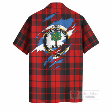 Hogg (Hog) Clan Crest In Me Tartan Hawaiian Shirt Scotland Flag Style