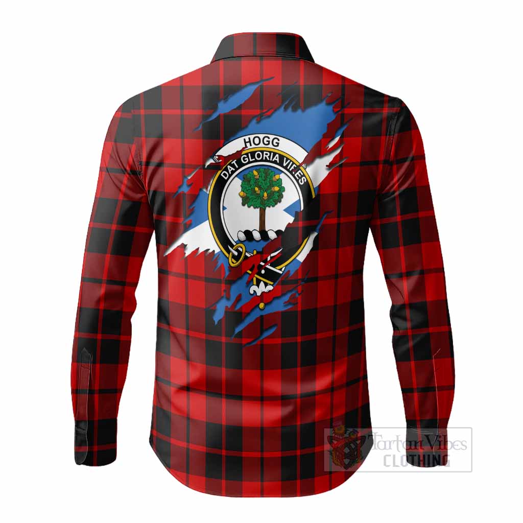 Hogg (Hog) Clan Crest In Me Tartan Long Sleeve Button Shirts Scotland Flag Style