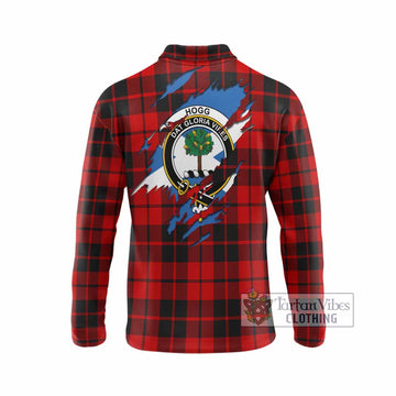 Hogg (Hog) Clan Crest In Me Tartan Long Sleeve Polo Shirt Scotland Flag Style