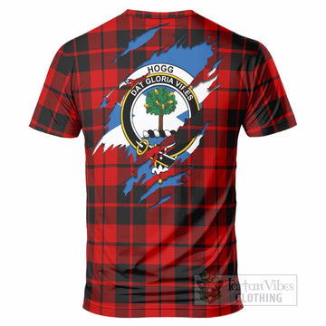 Hogg (Hog) Clan Crest In Me Tartan T-Shirt Scotland Flag Style