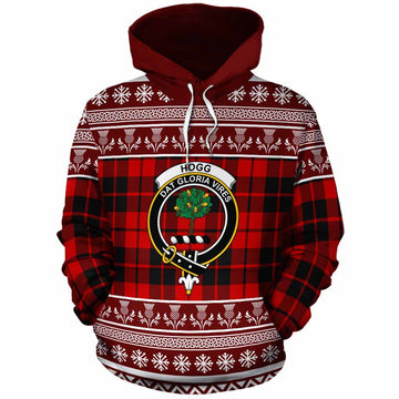Hogg (Hog) Clan Tartan Christmas Cotton Hoodie with Family Crest