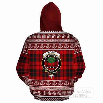 Hogg (Hog) Clan Tartan Christmas Cotton Hoodie with Family Crest