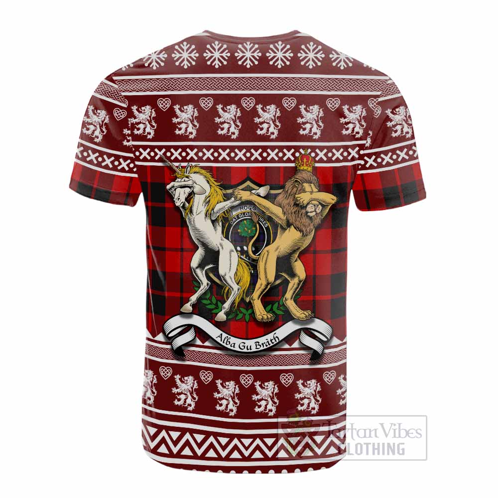 Hogg (Hog) Clan Tartan Crest Christmas Cotton T-shirt Coat of Arms Funny Style - Tartan Vibes Clothing