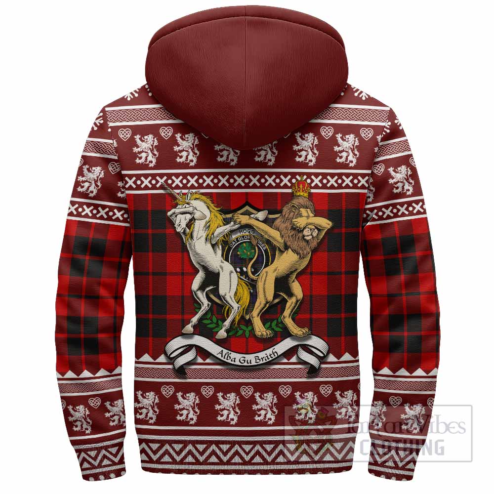 Hogg (Hog) Clan Tartan Crest Christmas Fleece Hoodie Coat of Arms Funny Style - Tartan Vibes Clothing