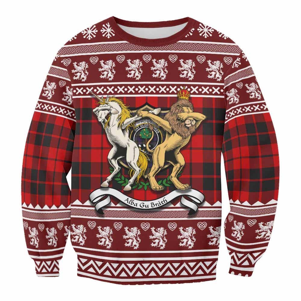 Hogg (Hog) Clan Tartan Crest Christmas Sweatshirt Coat of Arms Funny Style - Tartan Vibes Clothing