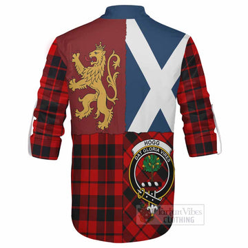 Hogg (Hog) Crest Tartan Ghillie Shirt with Lion Rampant Saltire Style