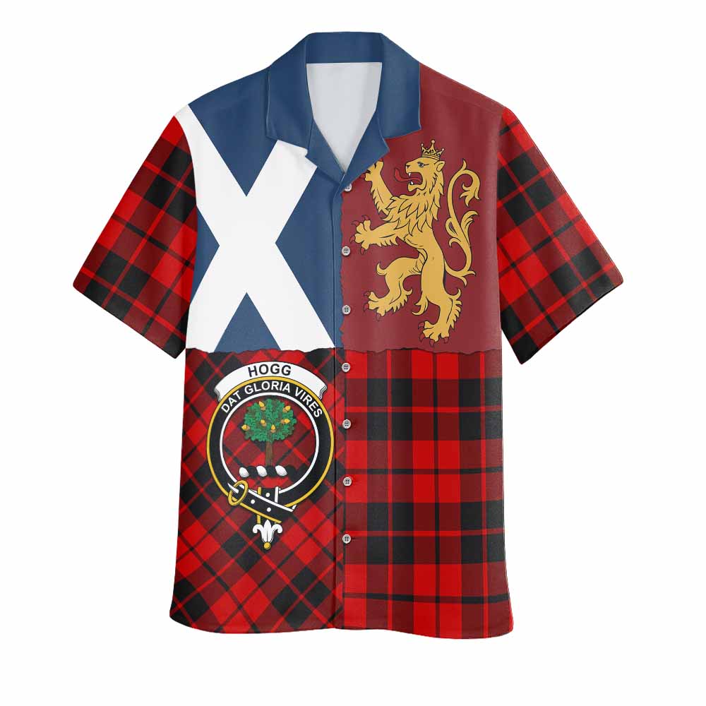 Hogg (Hog) Crest Tartan Hawaiian Shirt with Lion Rampant Saltire Style