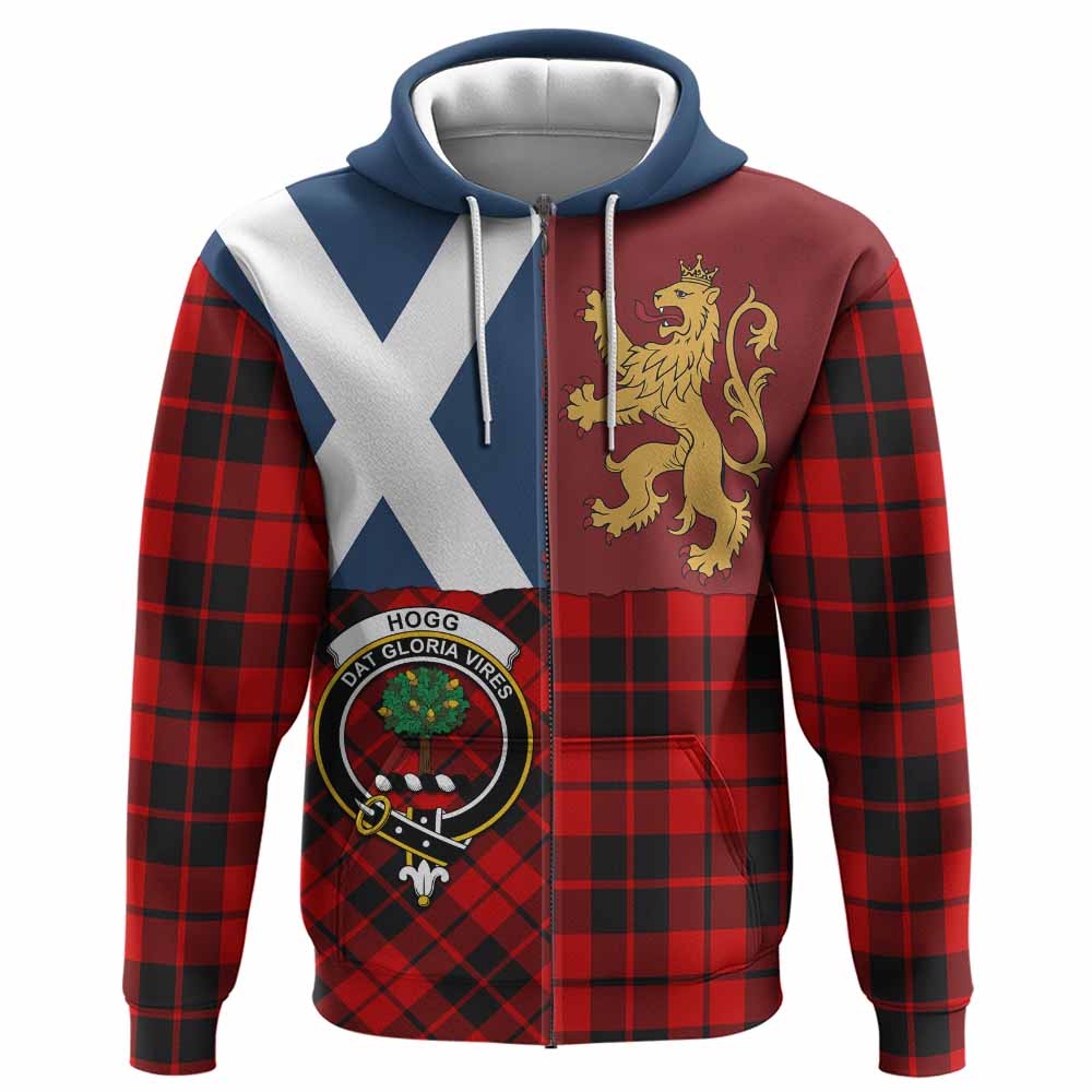 Hogg (Hog) Crest Tartan Hoodie with Lion Rampant Saltire Style