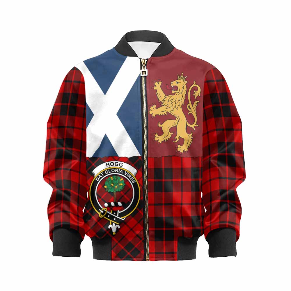 Hogg (Hog) Crest Tartan Kid Bomber Jacket with Lion Rampant Saltire Style - Tartan Vibes Clothing
