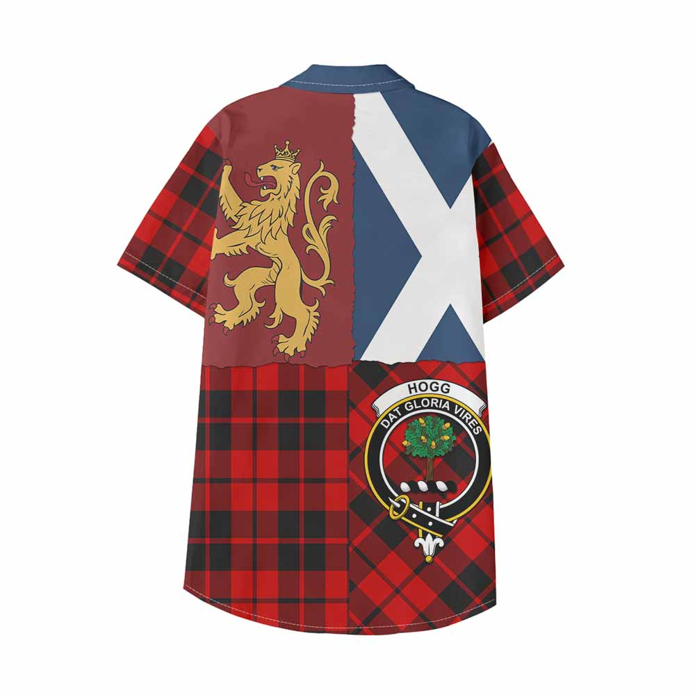 Hogg (Hog) Crest Tartan Kid Hawaiian Shirt with Lion Rampant Saltire Style - Tartan Vibes Clothing