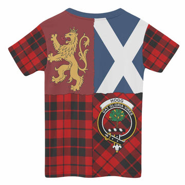 Hogg (Hog) Crest Tartan Kid T-shirt with Lion Rampant Saltire Style