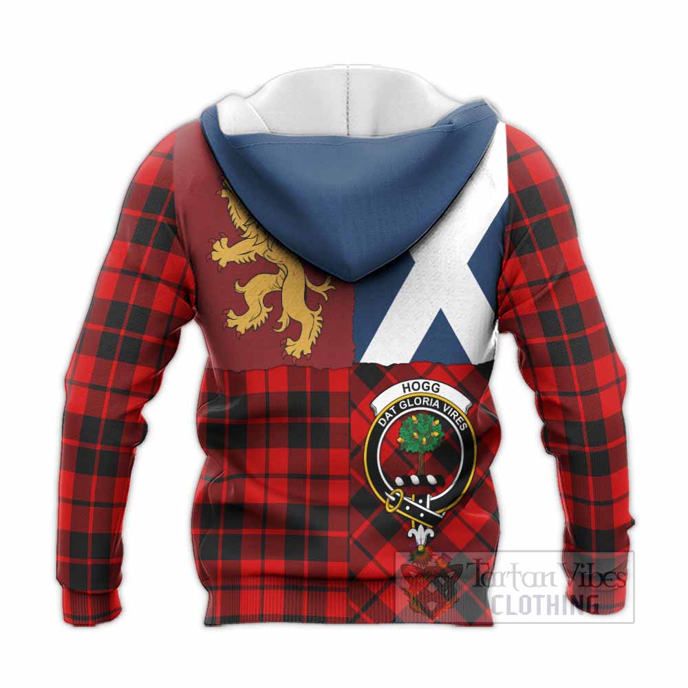 Hogg (Hog) Crest Tartan Knitted Hoodie with Lion Rampant Saltire Style