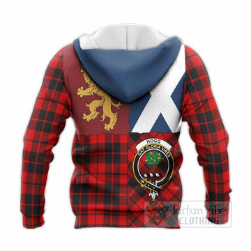 Hogg (Hog) Crest Tartan Knitted Hoodie with Lion Rampant Saltire Style