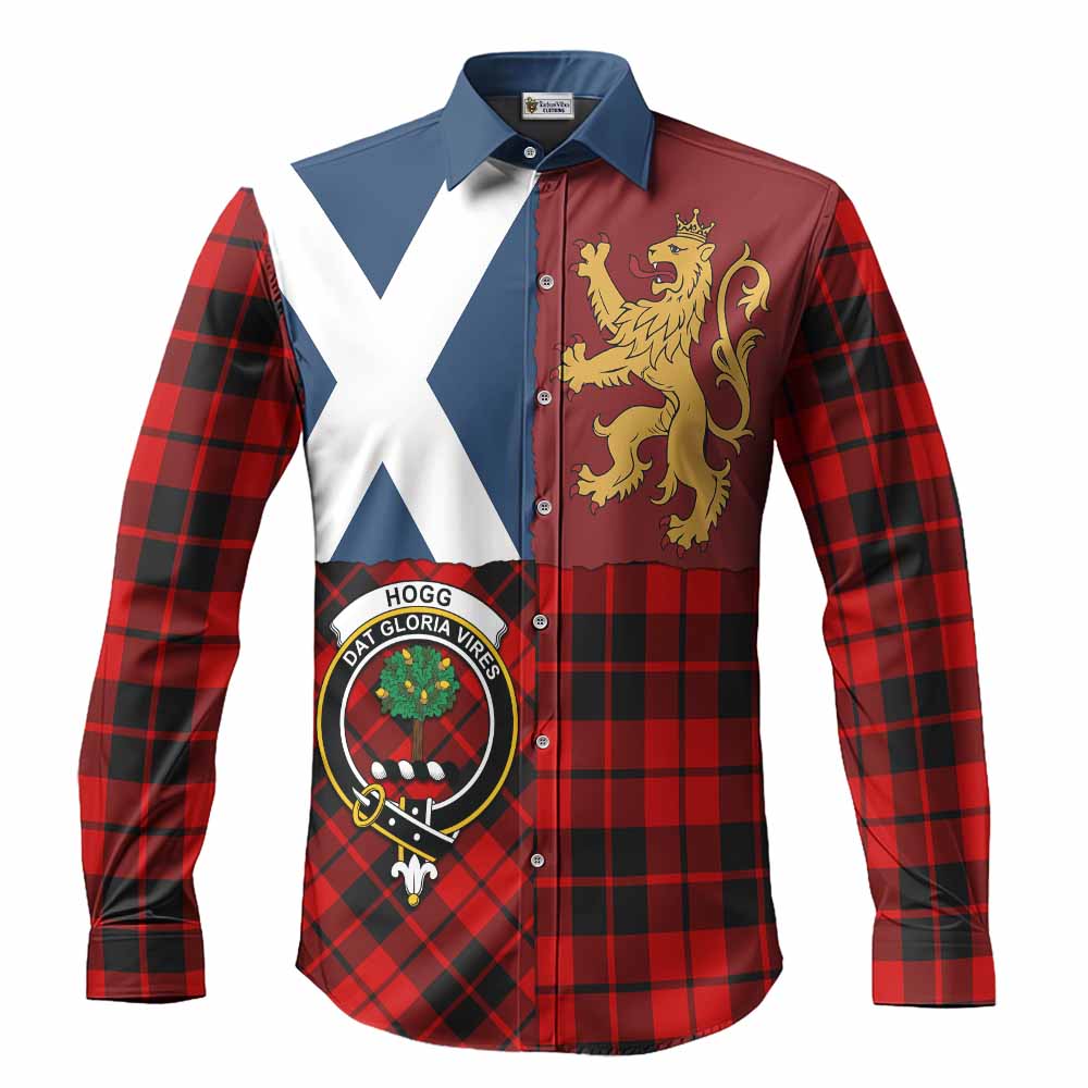 Hogg (Hog) Crest Tartan Long Sleeve Button Shirts with Lion Rampant Saltire Style