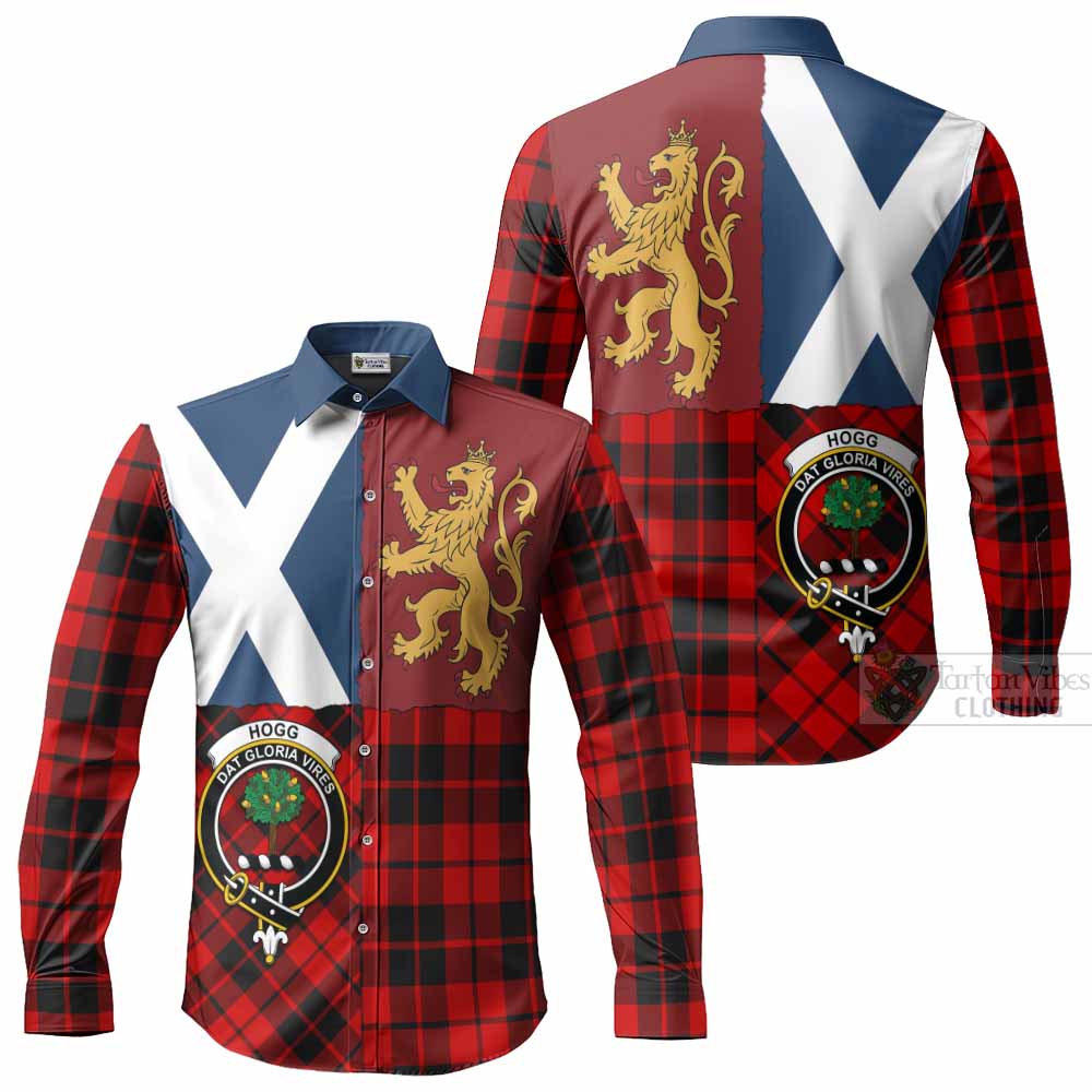 Hogg (Hog) Crest Tartan Long Sleeve Button Shirts with Lion Rampant Saltire Style