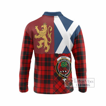Hogg (Hog) Crest Tartan Long Sleeve Polo Shirt with Lion Rampant Saltire Style