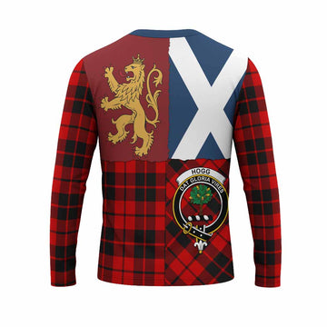 Hogg (Hog) Crest Tartan Long Sleeve T-Shirt with Lion Rampant Saltire Style