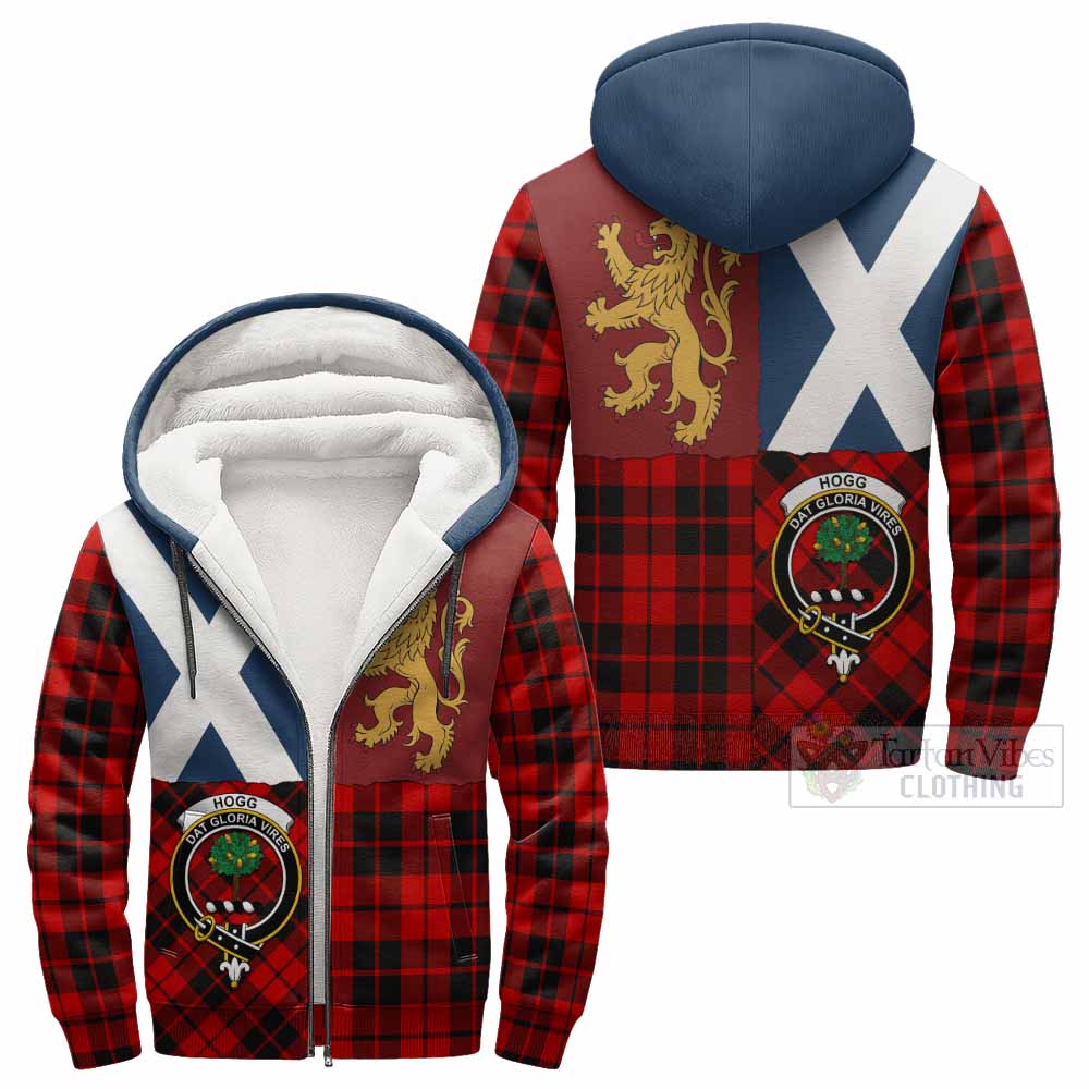 Hogg (Hog) Crest Tartan Sherpa Hoodie with Lion Rampant Saltire Style