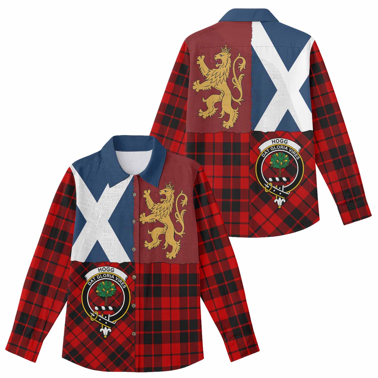 Hogg (Hog) Crest Tartan Women Casual Shirt with Lion Rampant Saltire Style
