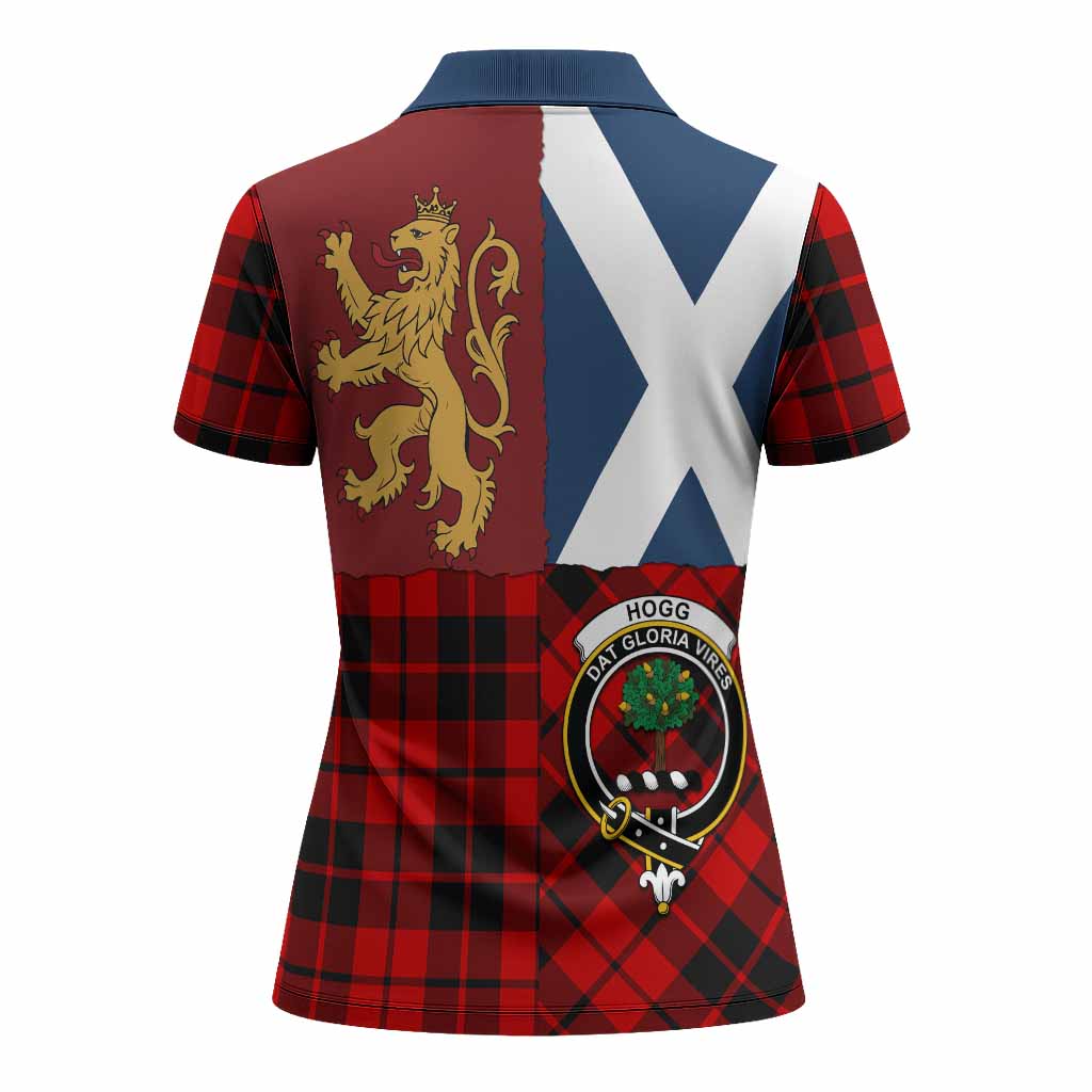 Hogg (Hog) Crest Tartan Women Polo Shirt with Lion Rampant Saltire Style