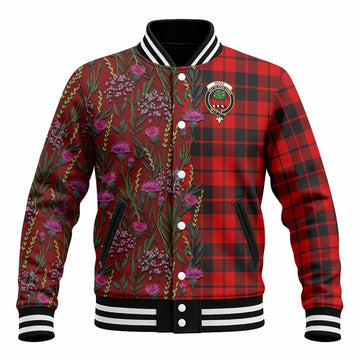 Hogg (Hog) Family Crest Tartan Baseball Jacket Scottish Thistle Flower Pattern Half Style