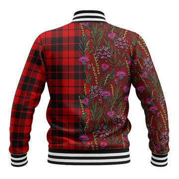 Hogg (Hog) Family Crest Tartan Baseball Jacket Scottish Thistle Flower Pattern Half Style